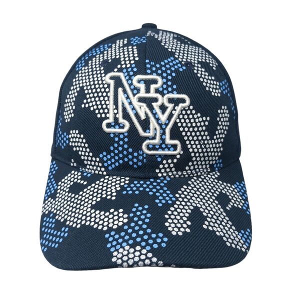 NY Strapback Hat Blue One Size Adjustable Embroidered 6 Panel Outdoor - Picture 1 of 8